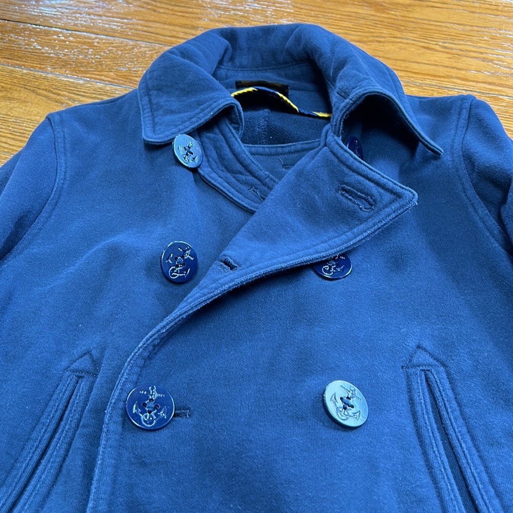 Ralph Lauren Rugby navy blue knit jacket. Blue buttons w/anchors. Size Large - Picture 7 of 12